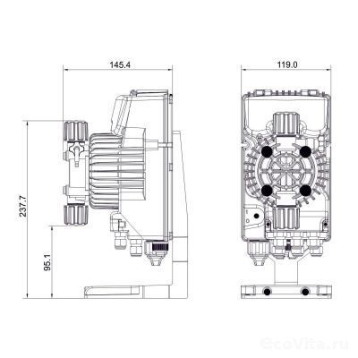 Размеры насоса Seko Tekna Evo